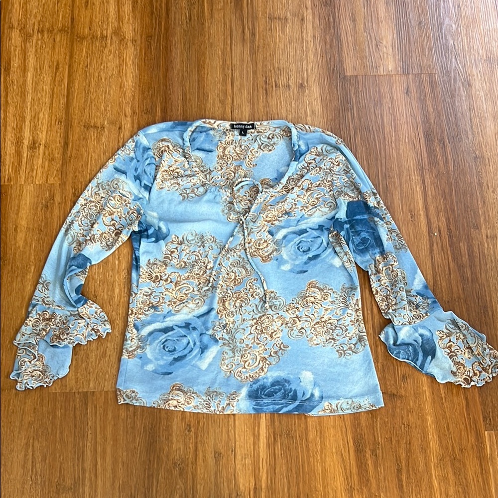 Vintage Floral Blue Women's fairy Top